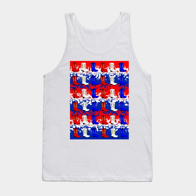 FOURTH Of July American Cowboy Red White And Blue Tank Top by SartorisArt1